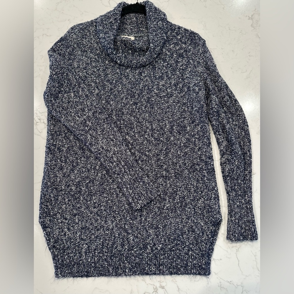 Caslon Navy Longer Cowl Neck Sweater